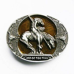 Vintage Yellow Enamel Western Oval Belt Buckle